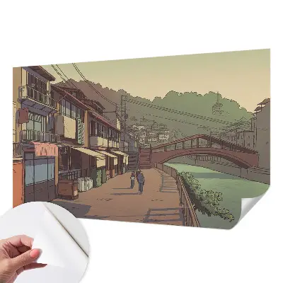 Fotobehang kinderkamer met een pastelachtig landschap