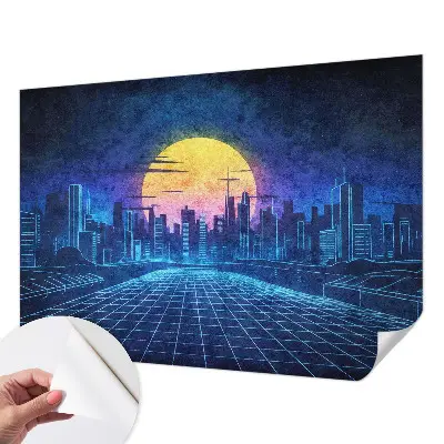 Fotobehang babykamer met een futuristisch landschap als print