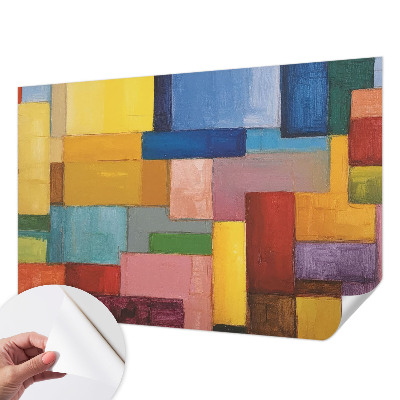 Zelfklevend fotobehang op maat met gekleurde rechthoeken als patroon