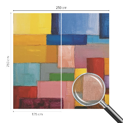 Zelfklevend fotobehang op maat met gekleurde rechthoeken als patroon