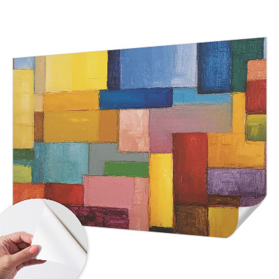 Zelfklevend fotobehang op maat met gekleurde rechthoeken als patroon