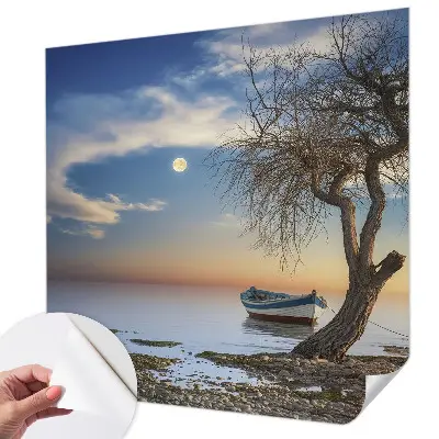 Zelfklevende behangsticker met een vredig landschap