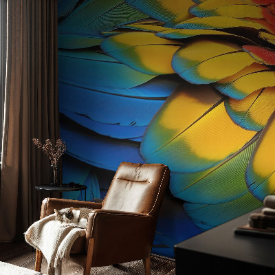 Fotobehang voor kinderkamer met een patroon van regenboogveren