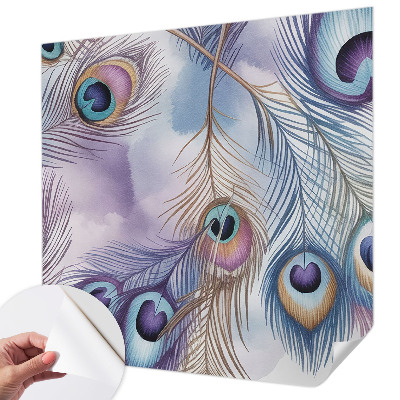 Fotobehang kinderkamer met patroon van pauwenveren