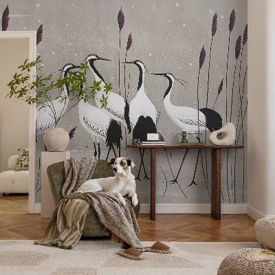 Fotobehang babykamer Een zwerm kraanvogels