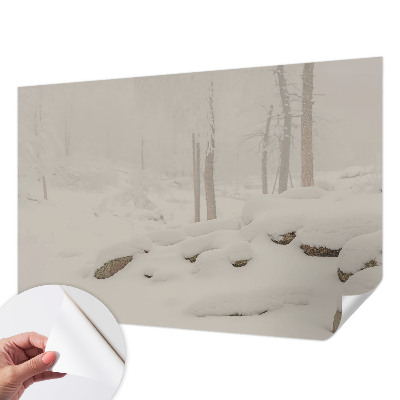Fotobehang zelfklevend met een ontwerp van een sneeuwbos