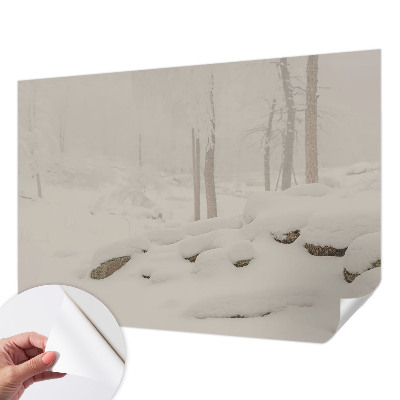 Fotobehang zelfklevend met een ontwerp van een sneeuwbos