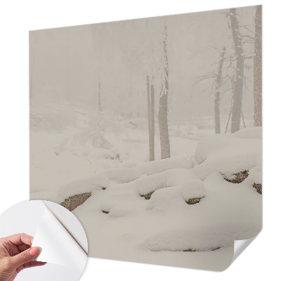 Fotobehang zelfklevend met een ontwerp van een sneeuwbos