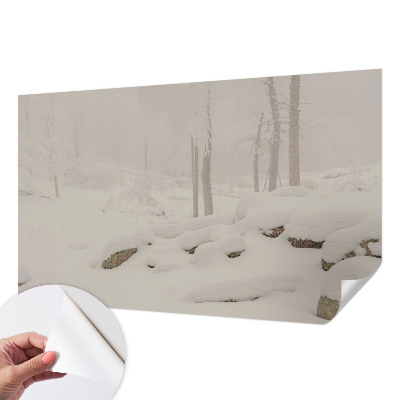 Fotobehang zelfklevend met een ontwerp van een sneeuwbos