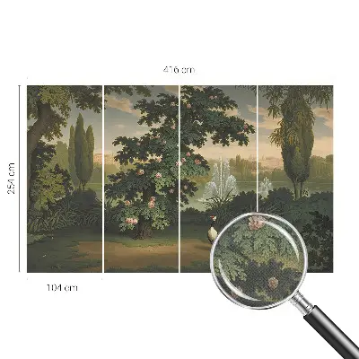 Zelfklevende behangsticker met een natuurtuinmotief