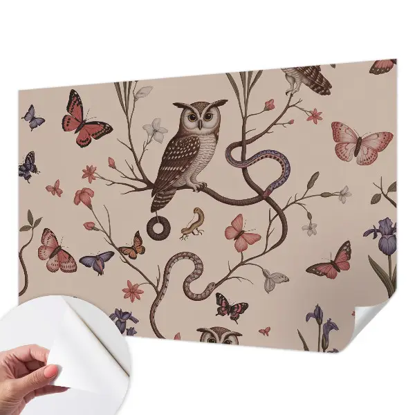 Fotobehang kinderkamer met een uilenmotief in een natuurlijke stijl