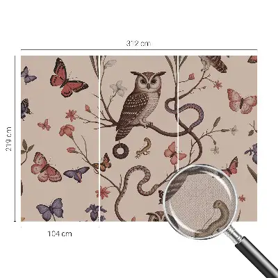 Fotobehang kinderkamer met een uilenmotief in een natuurlijke stijl