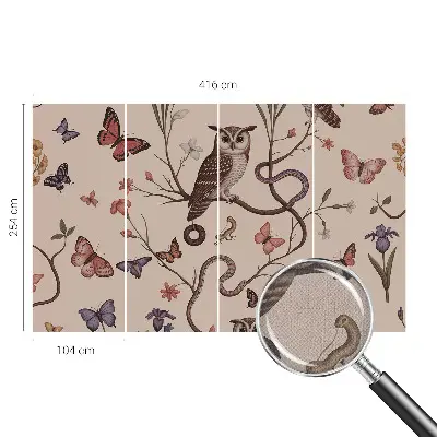 Fotobehang kinderkamer met een uilenmotief in een natuurlijke stijl