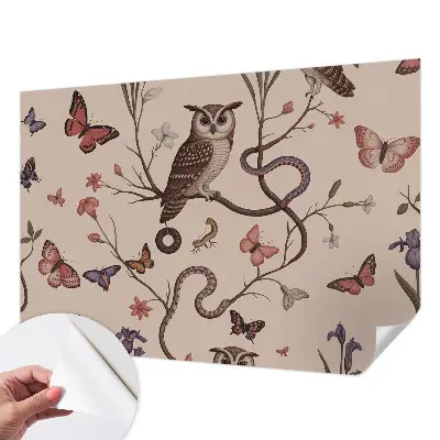 Fotobehang kinderkamer met een uilenmotief in een natuurlijke stijl
