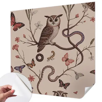 Fotobehang kinderkamer met een uilenmotief in een natuurlijke stijl