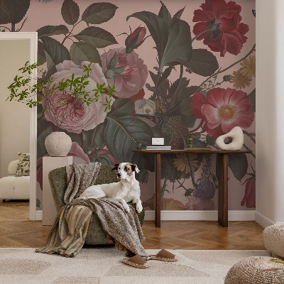 Fotobehang voor de kinderkamer met een bloemig, elegant patroon
