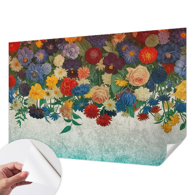 Foto behang voor de keuken met kleurrijke bloemenprint