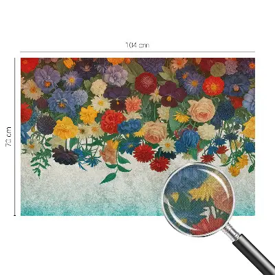 Foto behang voor de keuken met kleurrijke bloemenprint