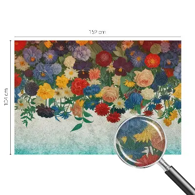 Foto behang voor de keuken met kleurrijke bloemenprint