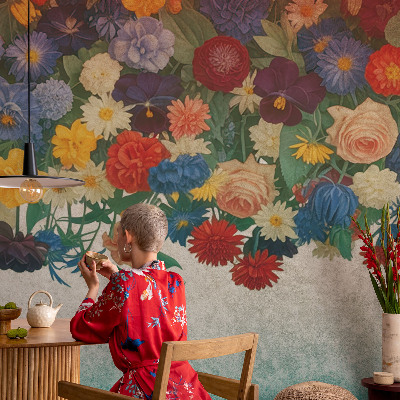 Foto behang voor de keuken Kleurrijke bloemen