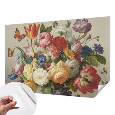 Fotobehang zelfklevend Bloemen en vlinders