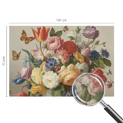 Fotobehang zelfklevend met bloemen- en vlindermotief