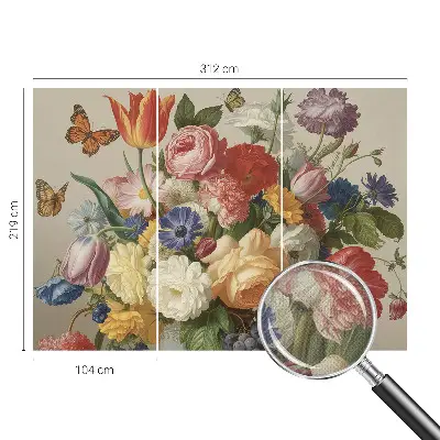 Fotobehang zelfklevend met bloemen- en vlindermotief