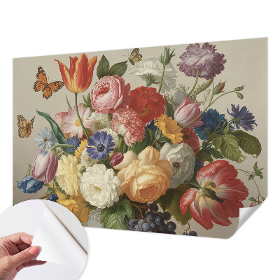 Fotobehang zelfklevend Bloemen en vlinders