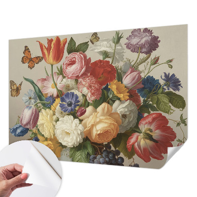 Fotobehang zelfklevend Bloemen en vlinders