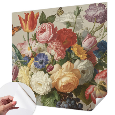 Fotobehang zelfklevend Bloemen en vlinders