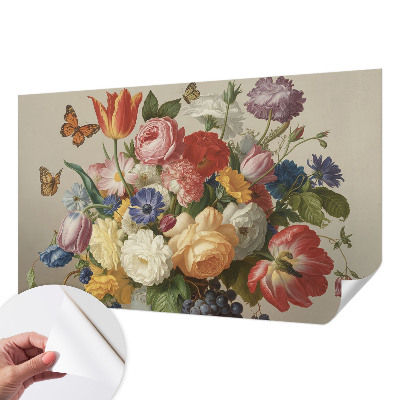 Fotobehang zelfklevend Bloemen en vlinders