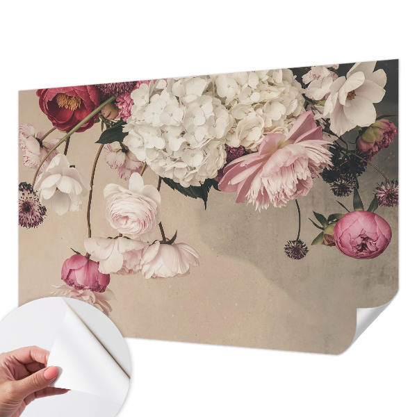 Zelfklevend fotobehang op maat Romantische bloemen