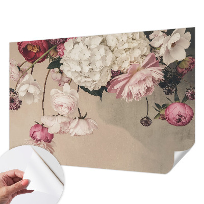Zelfklevend fotobehang op maat Romantische bloemen