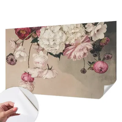 Zelfklevend fotobehang op maat met romantische bloemenprint