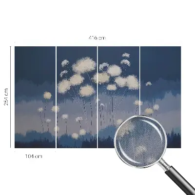 Foto behang voor de kinderkamer met witte paardenbloemen