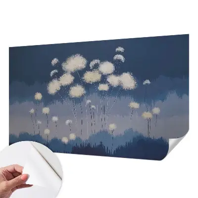 Foto behang voor de kinderkamer met witte paardenbloemen