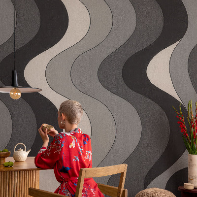 Fotobehang tienerkamer Grijze golven
