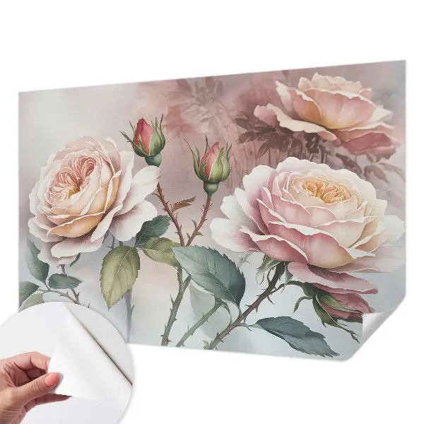 Zelfklevend fotobehang met pastelrozen als motief