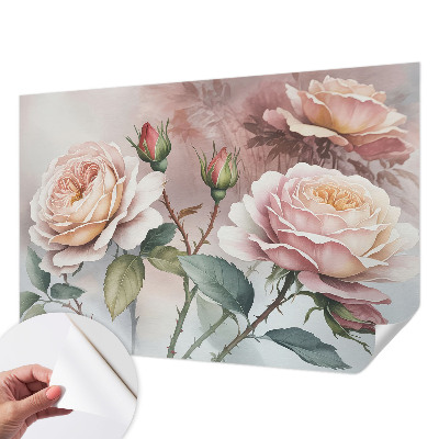 Zelfklevend fotobehang met pastelrozen als motief