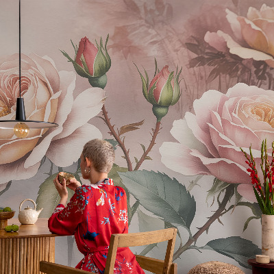 Zelfklevend fotobehang Pastel rozen