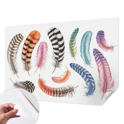 Fotobehang kinderkamer met pastelkleurige veren