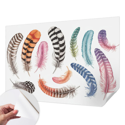 Fotobehang kinderkamer met pastelkleurige veren