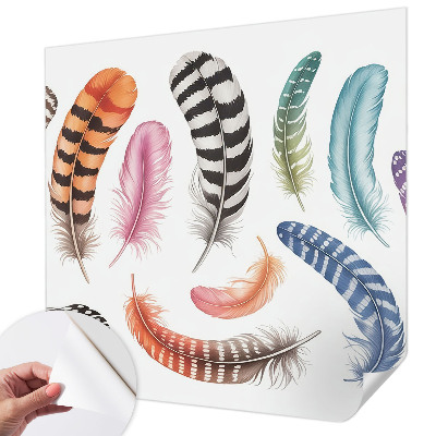 Fotobehang kinderkamer met pastelkleurige veren