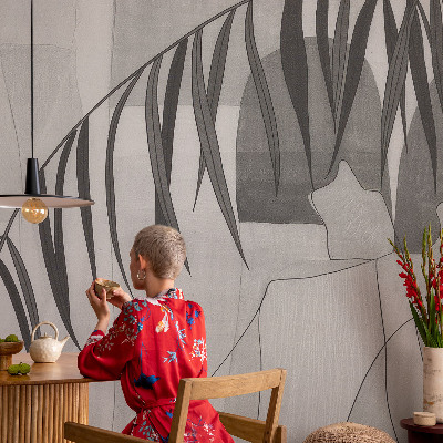 Fotobehang voor de kinderkamer met een abstracte palmboom als motief