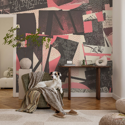 Fotobehang babykamer met een geometrische collage als motief