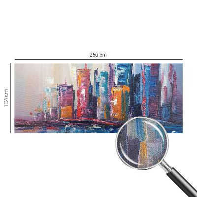 Foto behang voor de keuken met een kleurrijk stadsbeeld