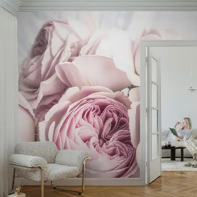 Fotobehang babykamer met roze rozen