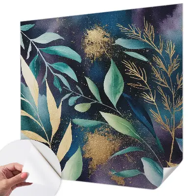 Fotobehang tienerkamer met botanische bladeren als dessin