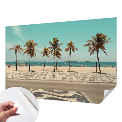 Zelfklevend fotobehang op maat met een palmbomenstrandmotief