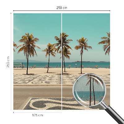 Zelfklevend fotobehang op maat met een palmbomenstrandmotief
